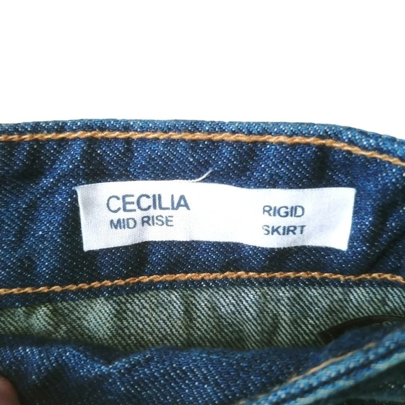 Buffalo David Bitton Cecilia Denim Blue Cotton Midi Mid Rise Jean Skirt, 28 - Picture 6 of 7